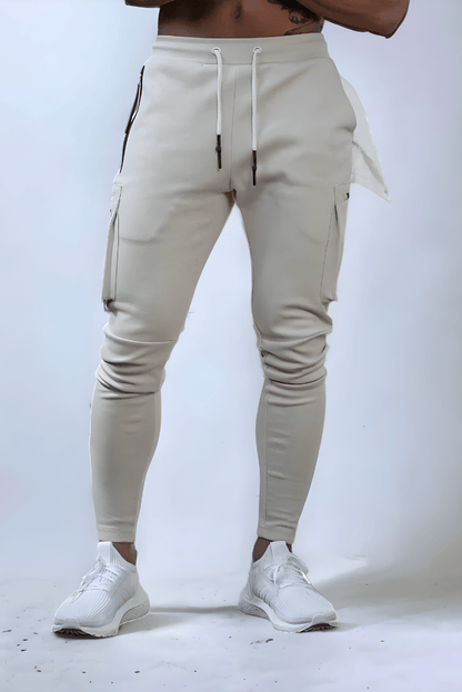 Cargo-Jogginghosen – Kordelzug – Jogginghosen – Cargohosen – Trainingshosen für Herren-Beige-S-Chaps Herrenmode