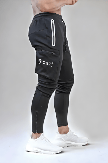 Cargo-Jogginghosen – Kordelzug – Jogginghosen – Cargohosen – Trainingshosen für Herren-Schwarz-S-Chaps Herrenmode
