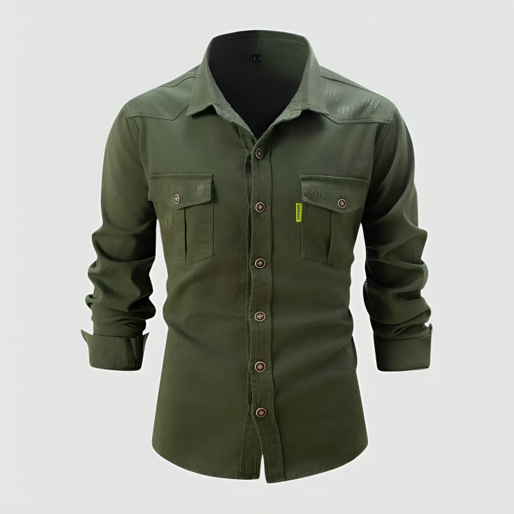 Herren Langarmhemd Slim Fit Knöpfe Beige - Norvielle
