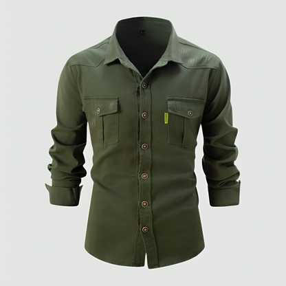 Herren Langarmhemd Slim Fit Knöpfe Beige - Norvielle