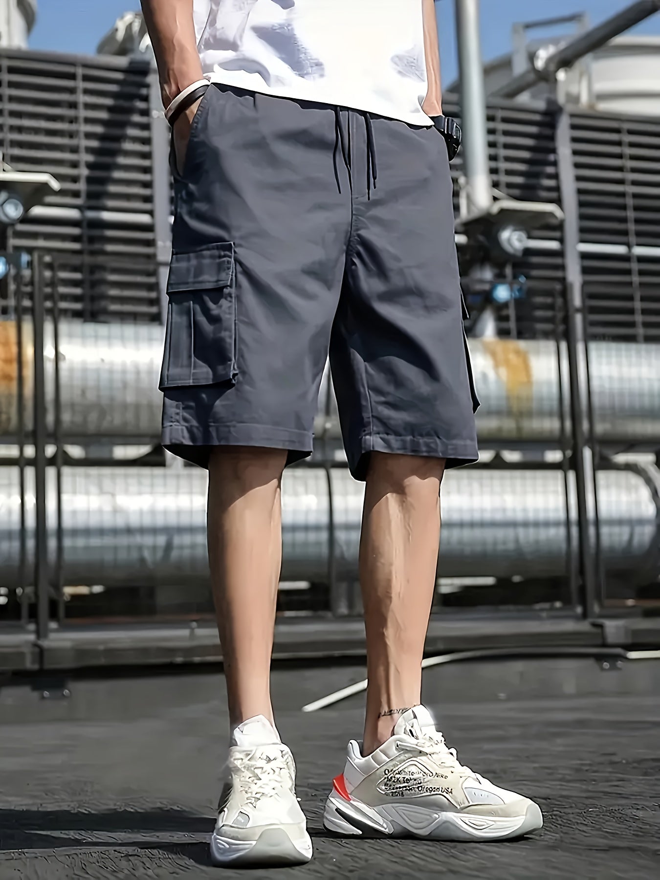 Herren Cargo Shorts Loose Fit Kordelzug Beige - Norvielle