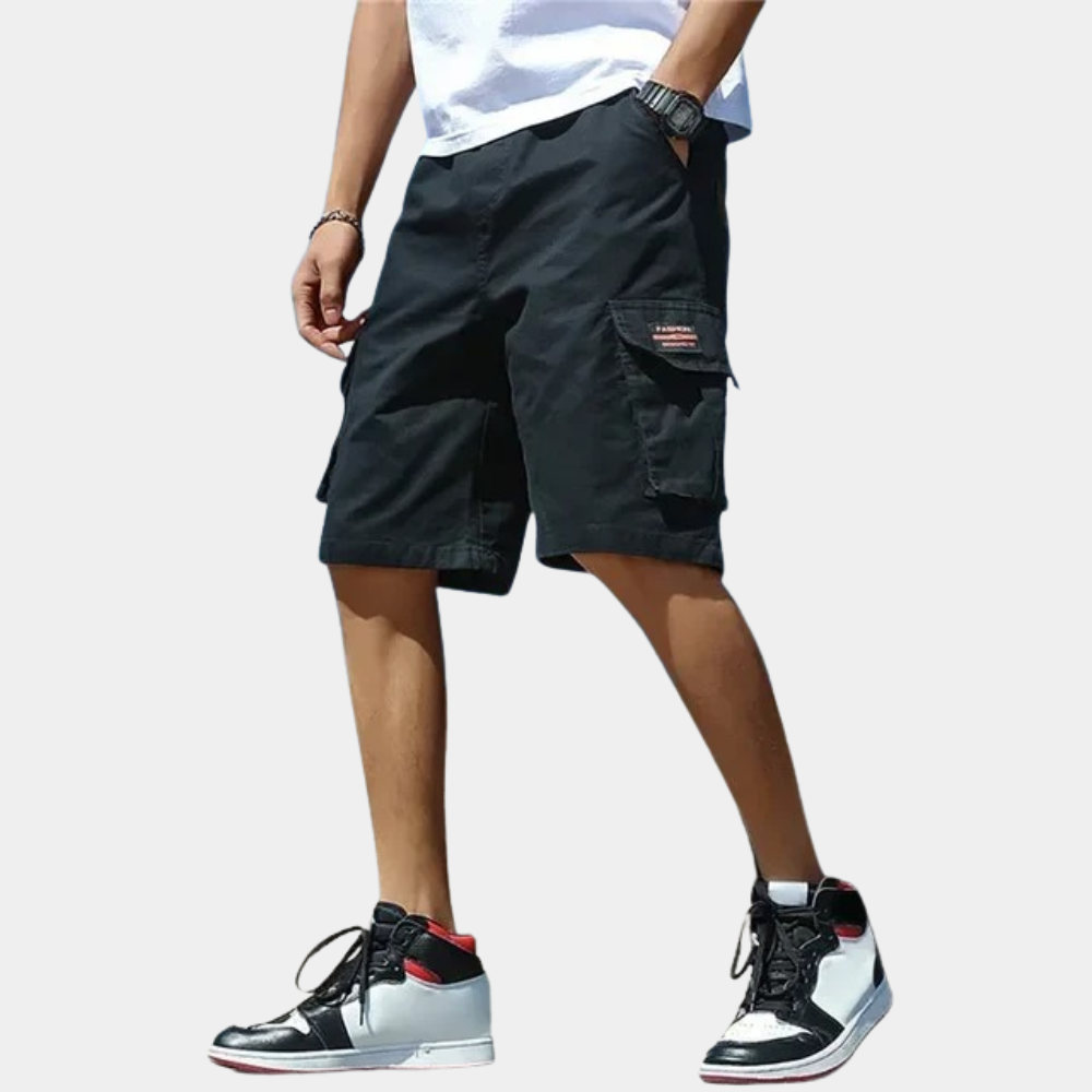 Cargo Shorts - Kordelzug - Loose Fit - Shorts für Männer-Schwarz-M-Chaps Herrenmode