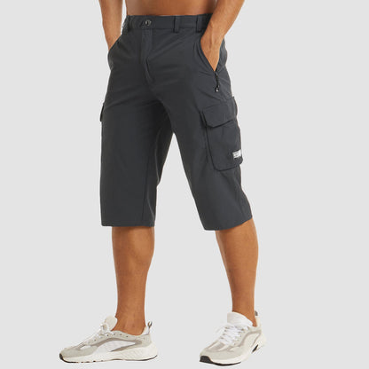 Cargo-Shorts – Lässige, schnell trocknende lange Cargo-Shorts für Männer-Dunkelgrau-M-Chaps Herrenmode
