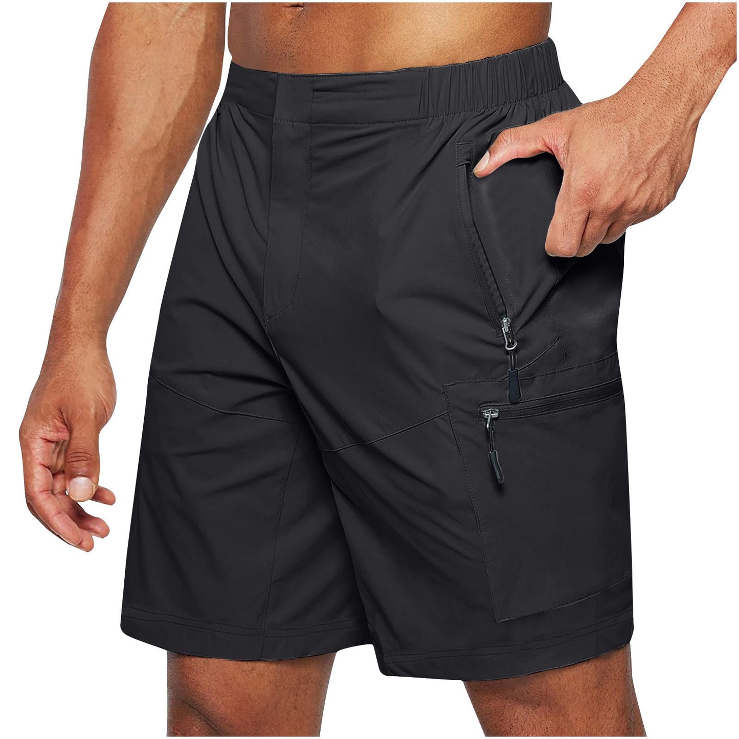 Cargo-Shorts – Leicht – Elastischer Bund – Lässige Shorts – Herren-Shorts-Schwarz-S-Chaps Herrenmode