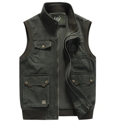 Herren Arbeitsweste Cargo Vest Zip-Up mit Taschen Vintage Style - Norvielle