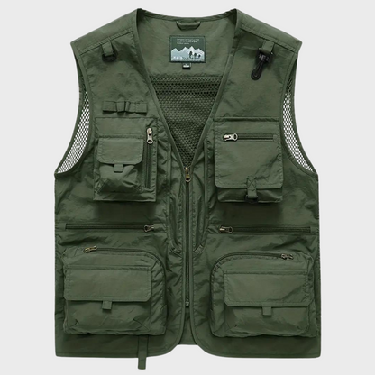 Herren Cargo-Weste Reißverschluss Taschen Oliv - Norvielle