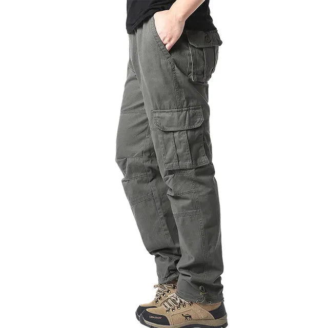 Cargohose – Elastischer Bund – Baumwolle – Gerade geschnittene Hose – Herrenhose-Armeegrün-M-Chaps Herrenmode