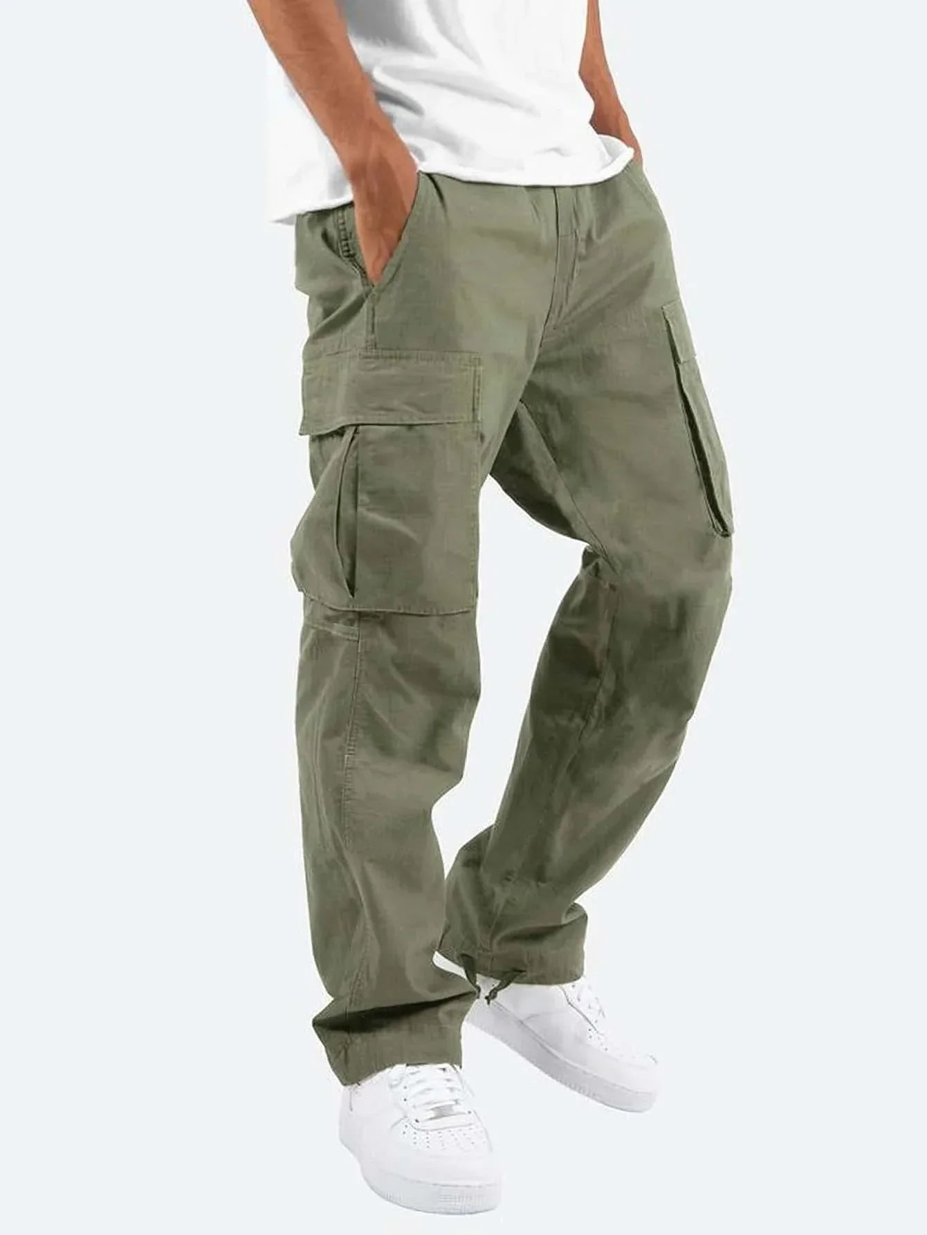 Herren Cargohose Gerades Bein Mit Taschen Schwarz - Norvielle