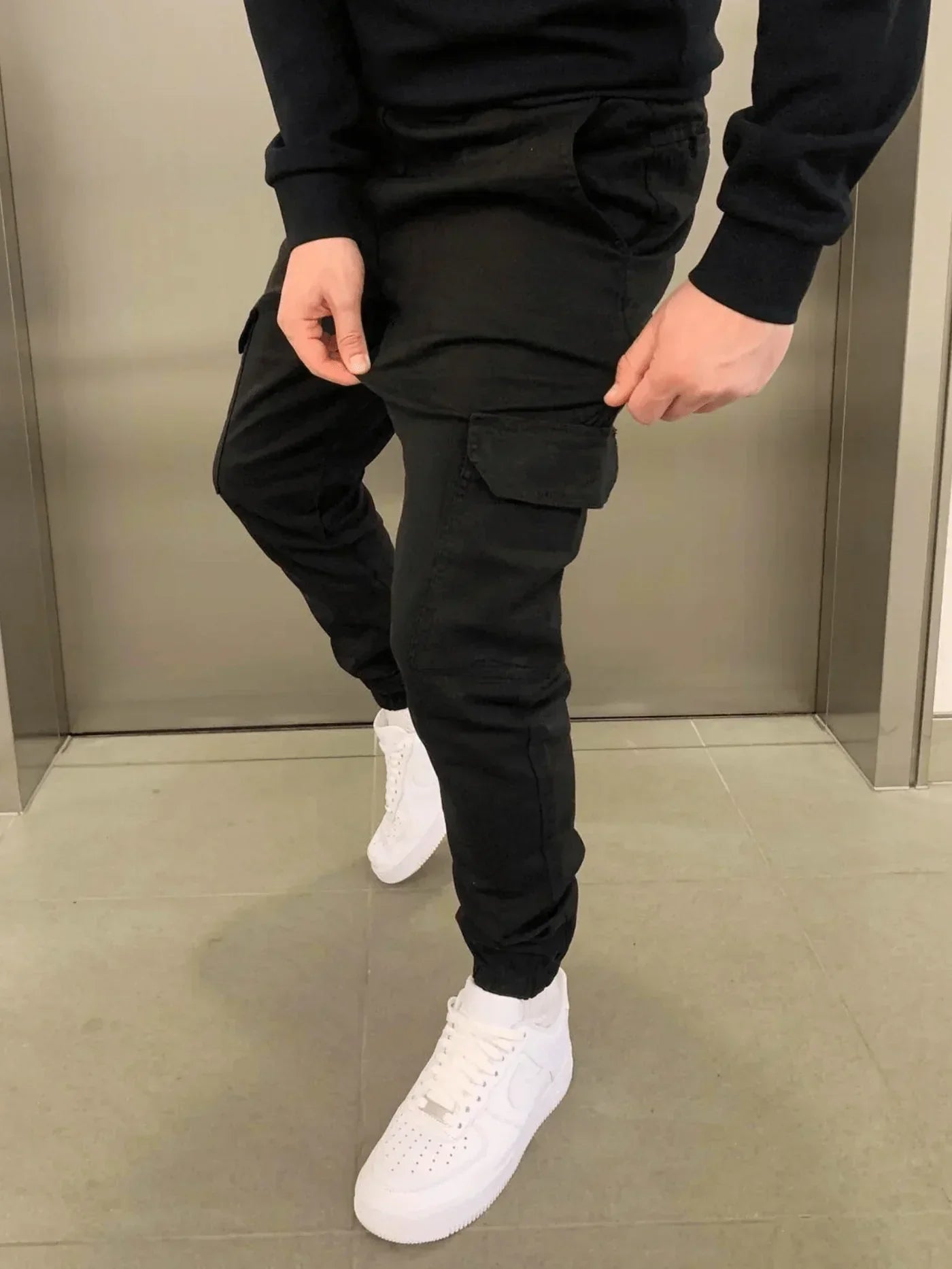 Cargohose - Herren Drawstring Skinny Cargohose-Chaps Herrenmode