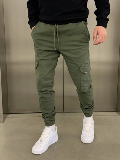 Cargohose - Herren Drawstring Skinny Cargohose-Grün-XS | 30-Chaps Herrenmode