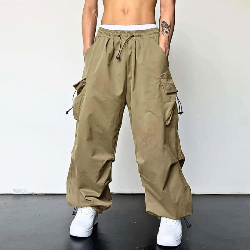 Herren Cargo Jogger Elastische Taille Baggy Bein Loose Fit - Norvielle