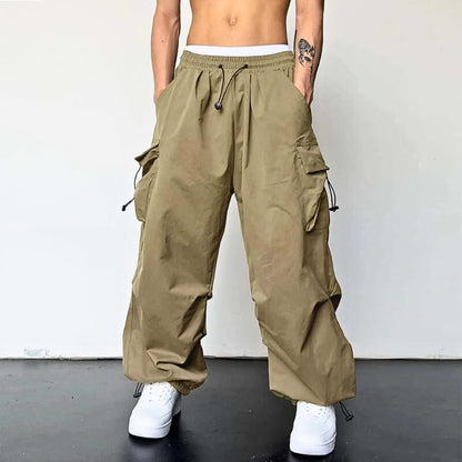 Herren Cargo Jogger Elastische Taille Baggy Bein Loose Fit - Norvielle