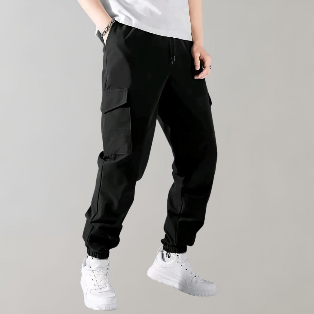 Herren Cargo-Jogginghose Schwarz Kordelzug - Norvielle