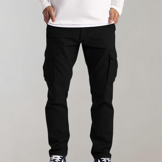 Herren Cargo-Hosen Straight-Leg Bequem Schwarz - Norvielle