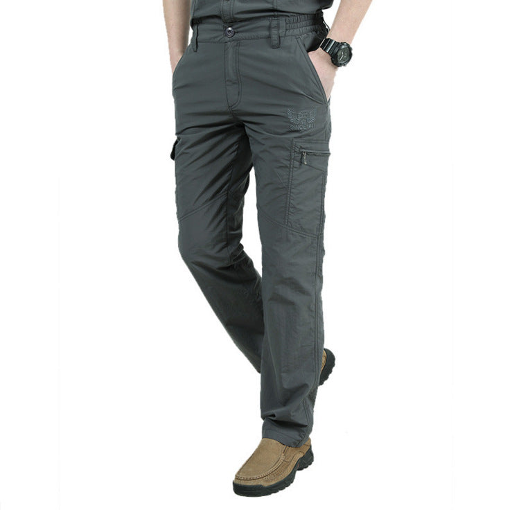Herren Tactical Cargohosen Elastischer Bund Gerades Bein Schwarz - Norvielle