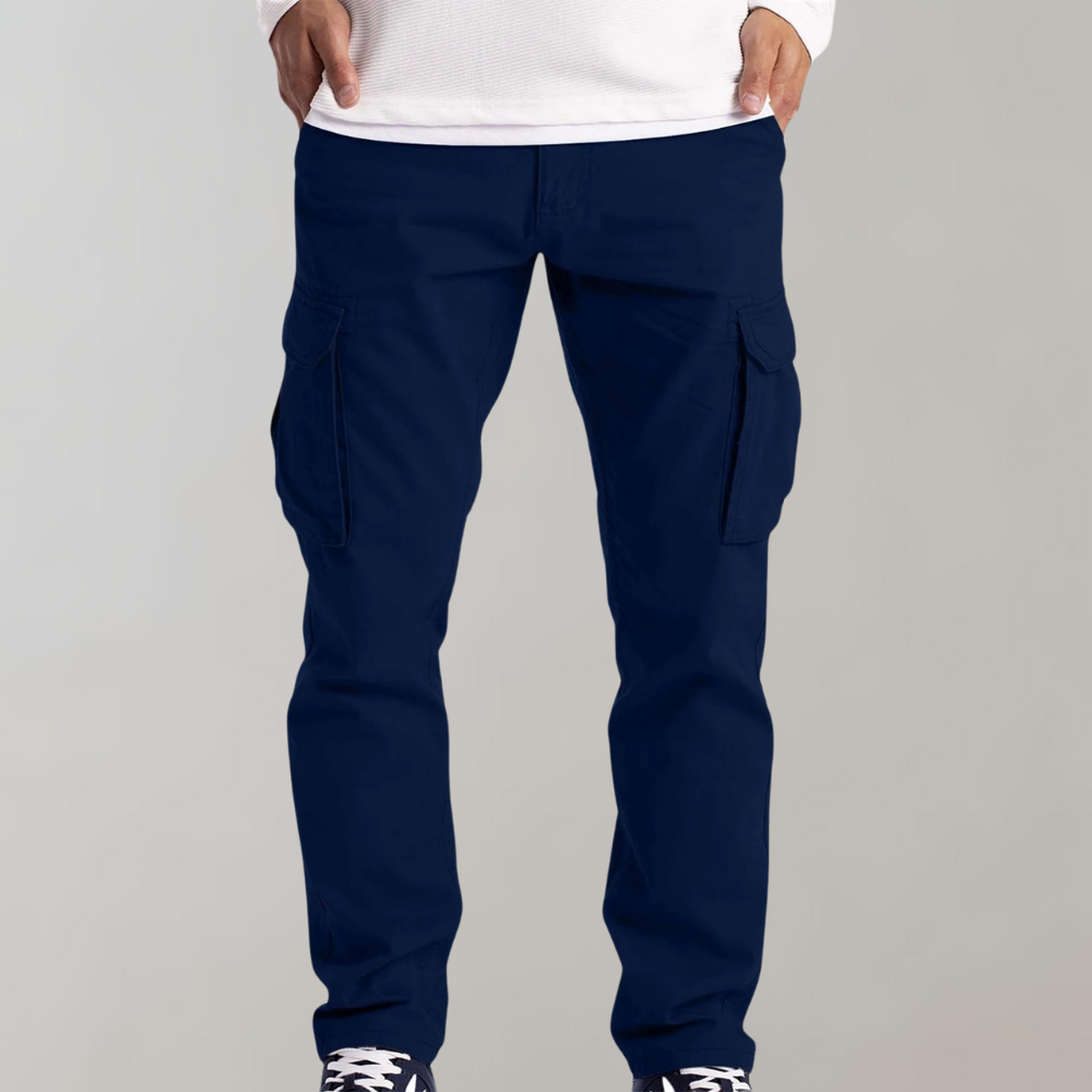 Cargohosen | Gerades Bein | Taschen | Freizeithosen | Herrenhosen-Blau-S-Chaps Herrenmode