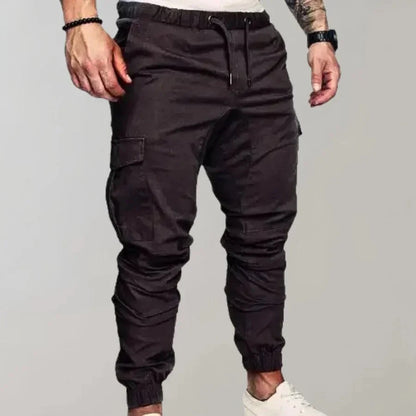 Herren Cargo-Hosen Elastisch Kordelzug Schwarz - Norvielle