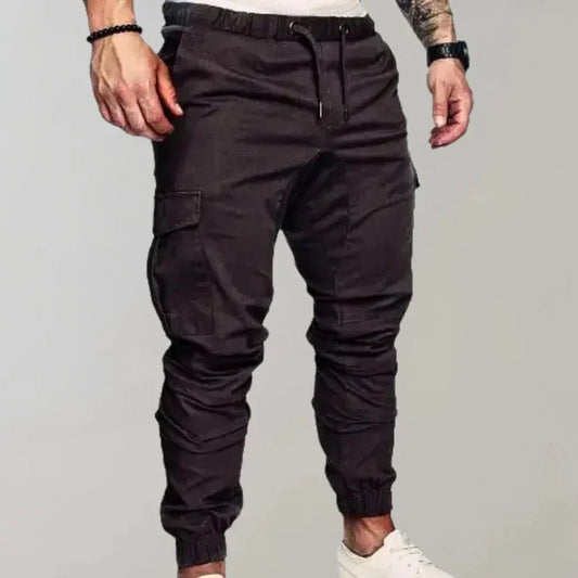 Herren Cargo-Hosen Elastisch Kordelzug Schwarz - Norvielle