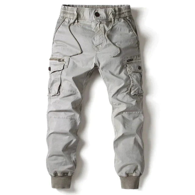 Cargohosen | Kordelzug | Elastische Taille | Herrenhosen | Jogginghosen-Hellgrau-29-Chaps Herrenmode