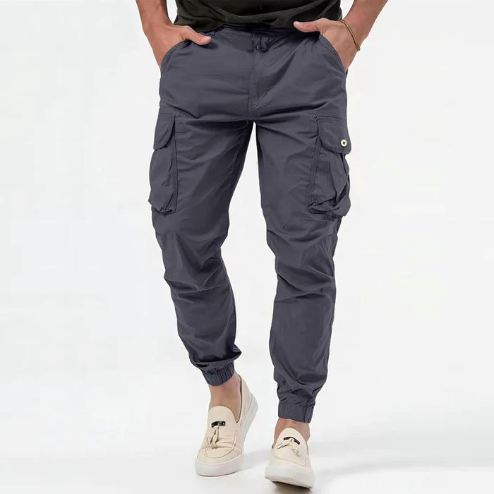 Cargohosen | Lässig | Viele Taschen | Cargo-Jogginghosen | Herrenhosen-Grau-S-Chaps Herrenmode