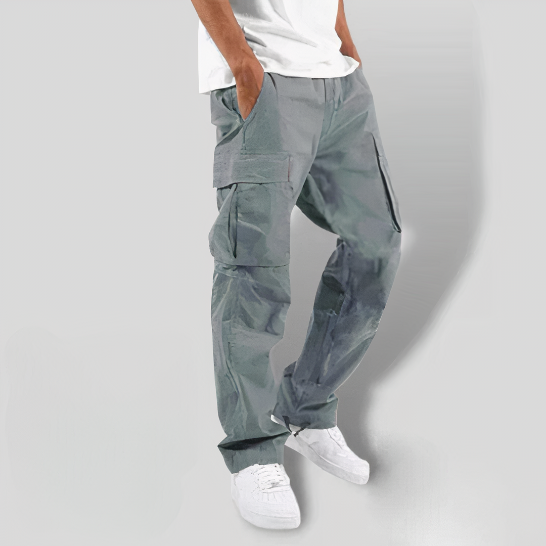 Cargohosen | Loose Fit | Taschen | Gerade Hosenbeine | Herrenhosen-Hellgrau-XS-Chaps Herrenmode