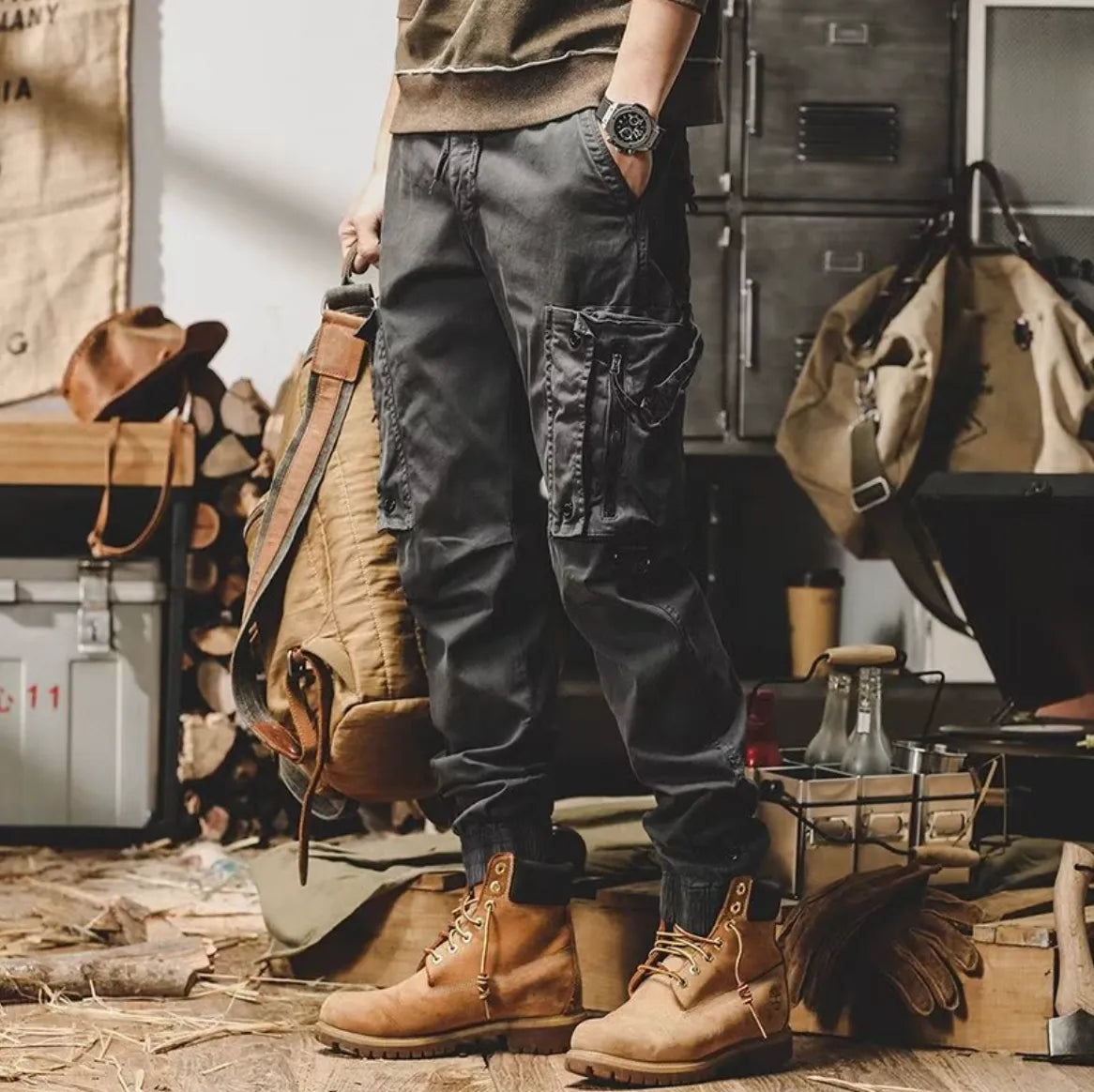 Herren Tactical Cargohosen Mehrere Taschen Beige - Norvielle