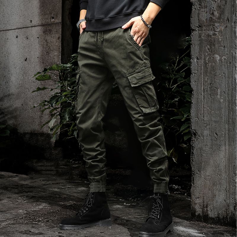 Herren Cargo Jogger Hosen Kordelzug Vieltaschen Beige - Norvielle