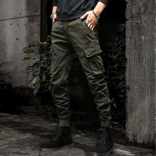 Herren Cargo Jogger Hosen Kordelzug Vieltaschen Beige - Norvielle