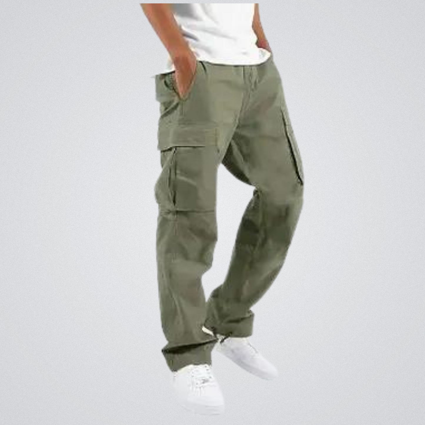 Herren Cargohosen Bequeme Passform Straight Leg Baumwolle Schwarz - Norvielle