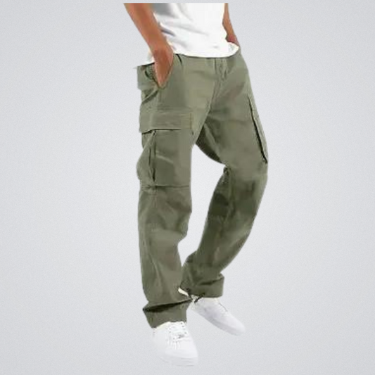 Herren Cargohosen Bequeme Passform Straight Leg Baumwolle Schwarz - Norvielle