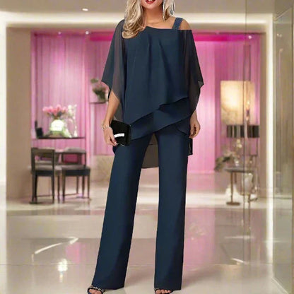 Eleganter Damen Chiffon Abendzweiteiler