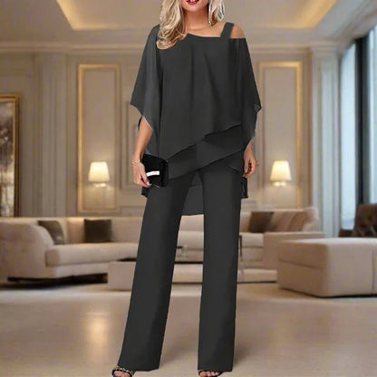 Eleganter Damen Chiffon Abendzweiteiler
