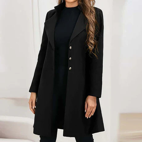 Damen Mantel Slim Fit Mittellang Reverskragen