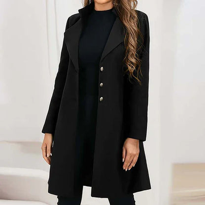Damen Mantel Slim Fit Mittellang Reverskragen