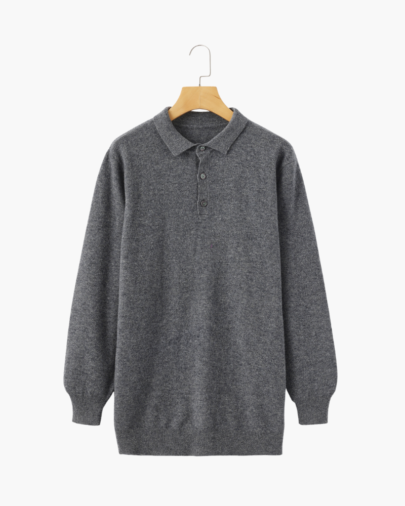 Bennett Herren Kaschmirpullover Polokragen Knopfleiste