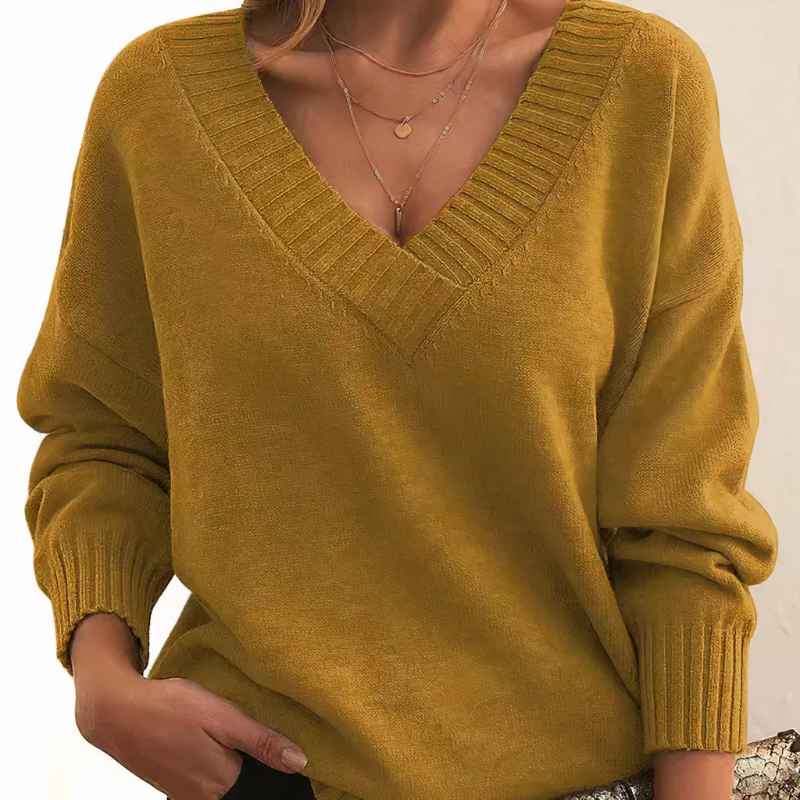 Norvielle Damen Kaschmirpullover V-Ausschnitt