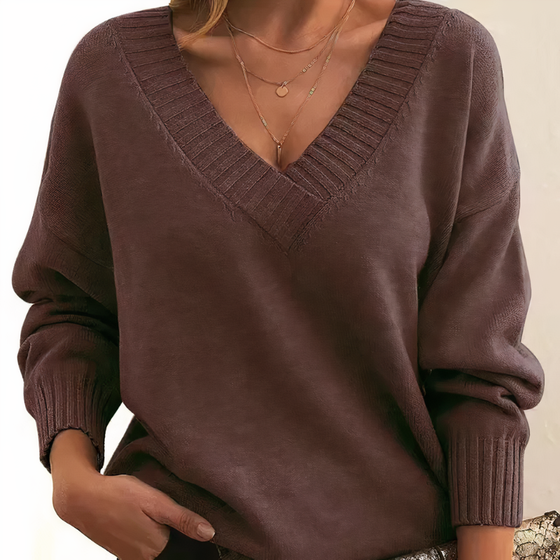Norvielle Damen Kaschmirpullover V-Ausschnitt