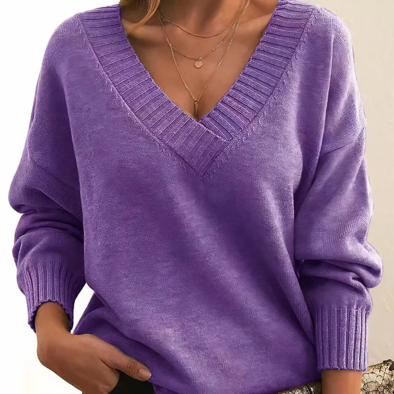 Norvielle Damen Kaschmirpullover V-Ausschnitt