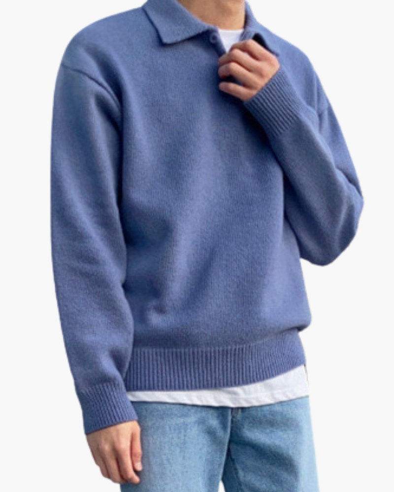 Herren Strickpullover aus Wolle mit Polokragen