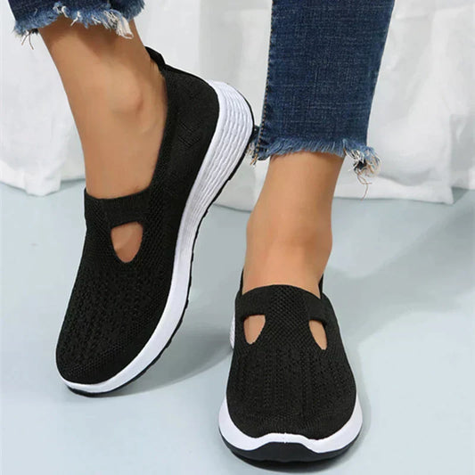 Norvielle Damen Orthopädische Laufschuhe Atmungsaktives Mesh Schwarz - Norvielle