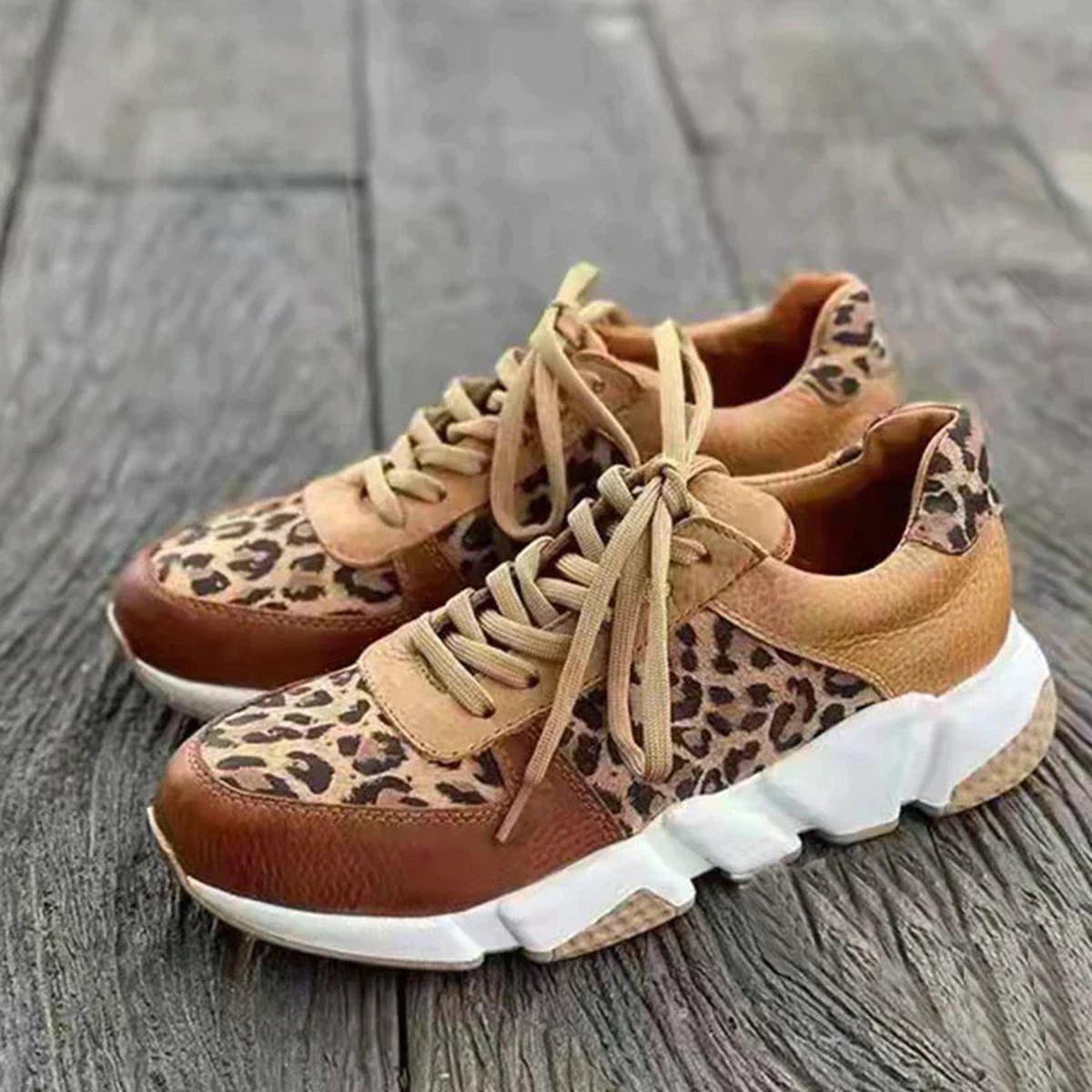 Damen Chunky Sneaker Modischer Print Schwarz - Norvielle