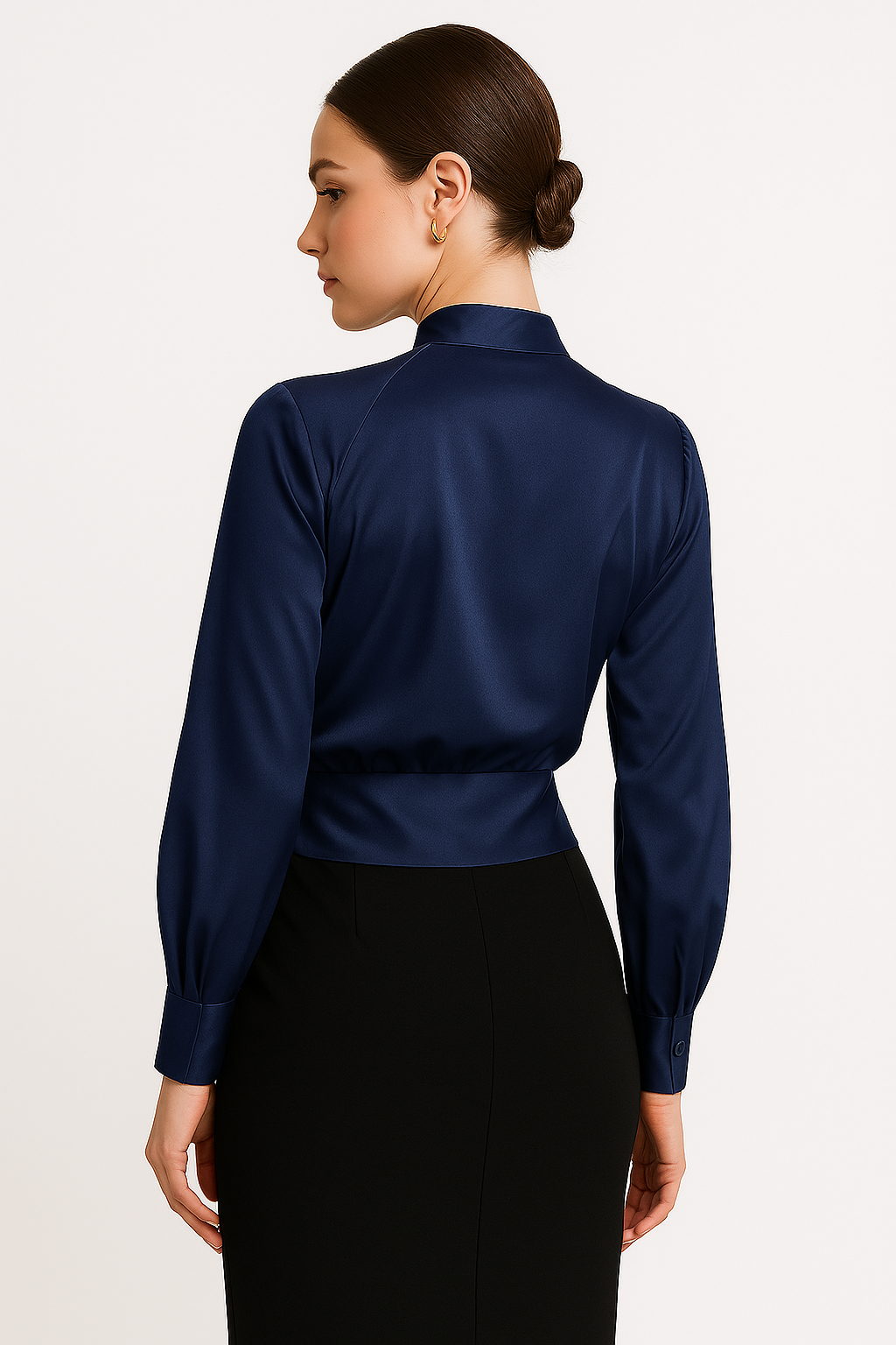 Elegante Damen Bluse V-Ausschnitt Langarm