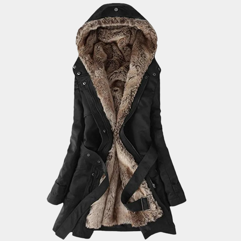 Damen Winterparka Kapuze Warmes Fellfutter