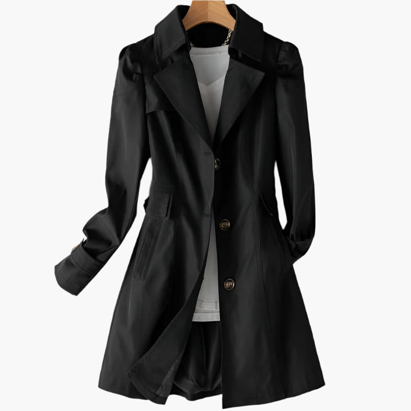 Damen Klassischer Langer Trenchcoat mit Knöpfen