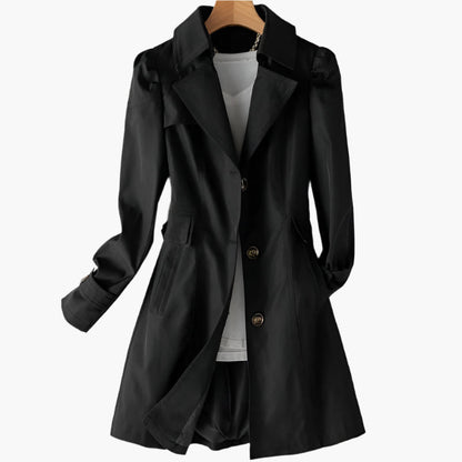 Damen Klassischer Langer Trenchcoat mit Knöpfen