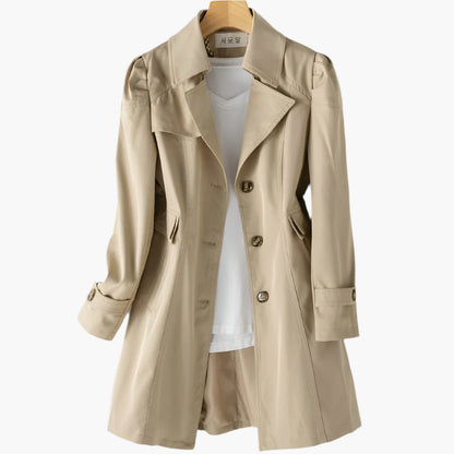 Damen Klassischer Langer Trenchcoat mit Knöpfen