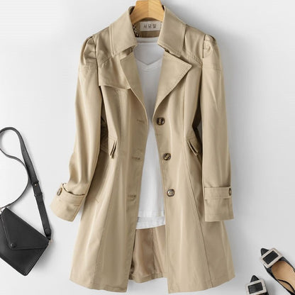 Norvielle Damen Trenchcoat Leicht Wasserabweisend Mittellang