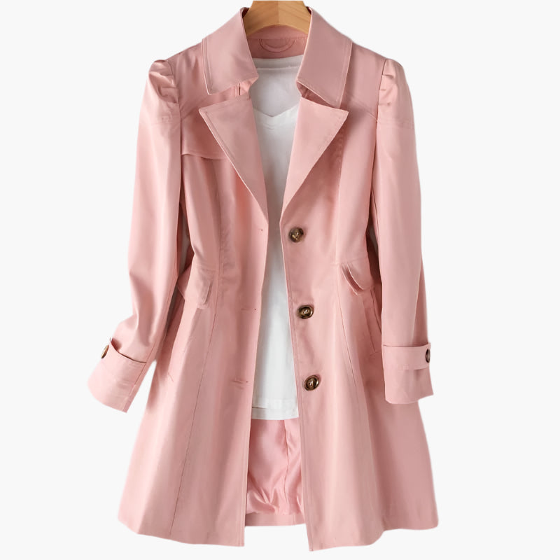 Damen Klassischer Langer Trenchcoat mit Knöpfen