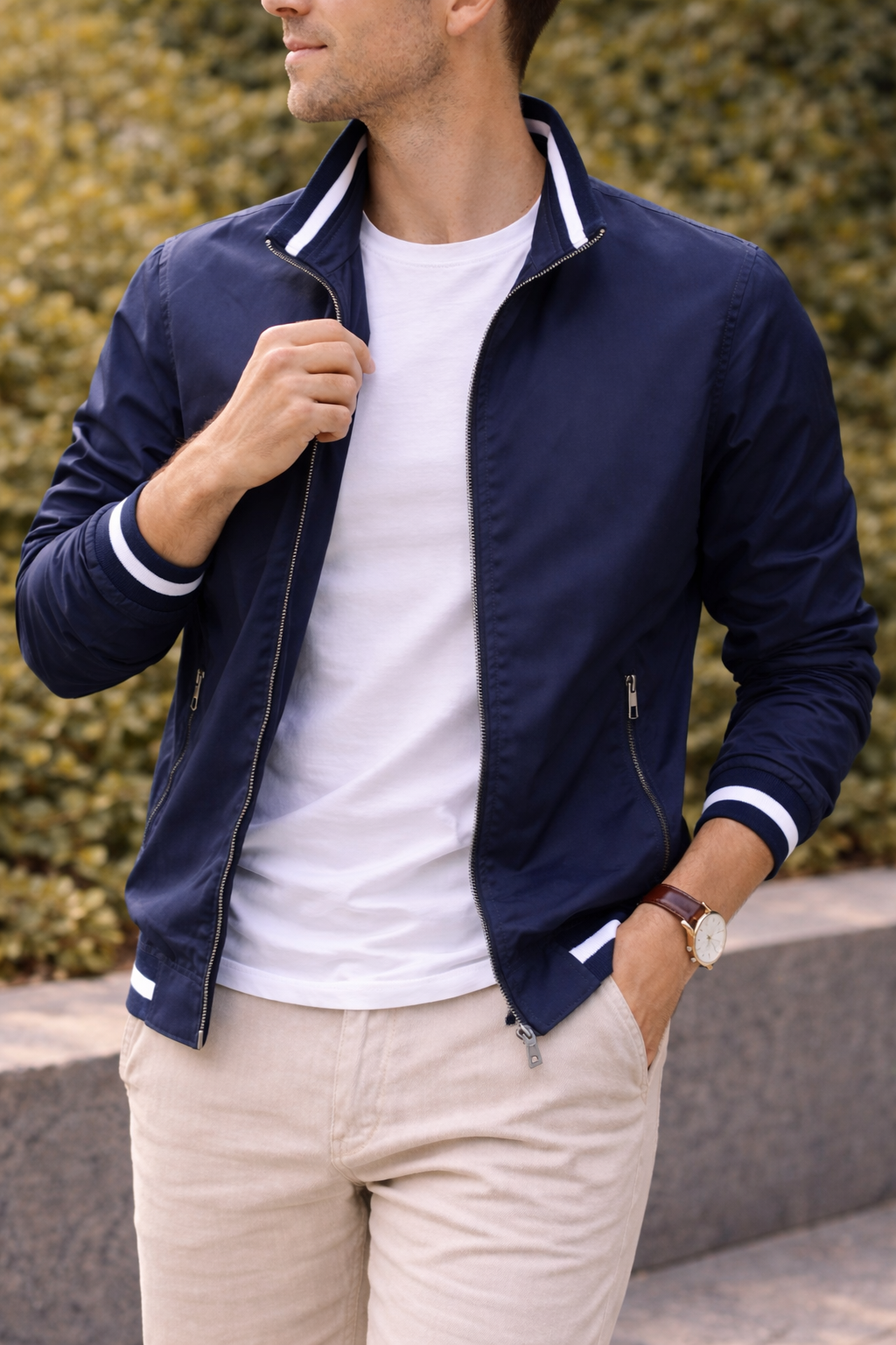 Herren Leichte Jacke Reißverschluss Stehkragen
