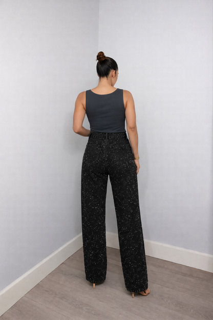 Damen Hochtaillen-Jeans Gerade Schnitt